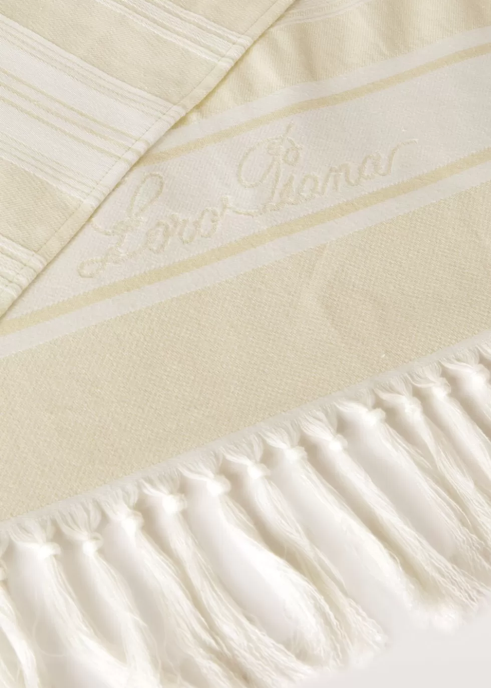 Beach Towels And Pillows*Loro Piana Portofino Beach Towel White/ Almond Marina Stripe