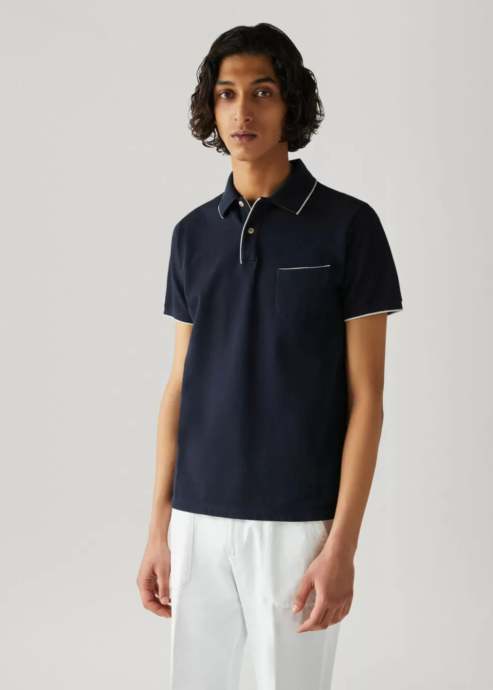 Polo And T-Shirts*Loro Piana Regatta Polo Navy Blue