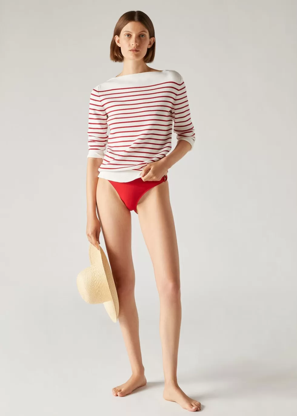 Swimwear*Loro Piana Ring Marine Bikini Bottoms Buoy Red