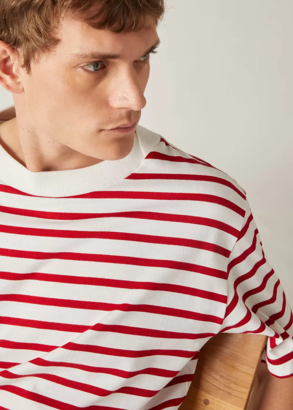 Polo And T-Shirts*Loro Piana Riomaggiore T-Shirt White/Red Stripes