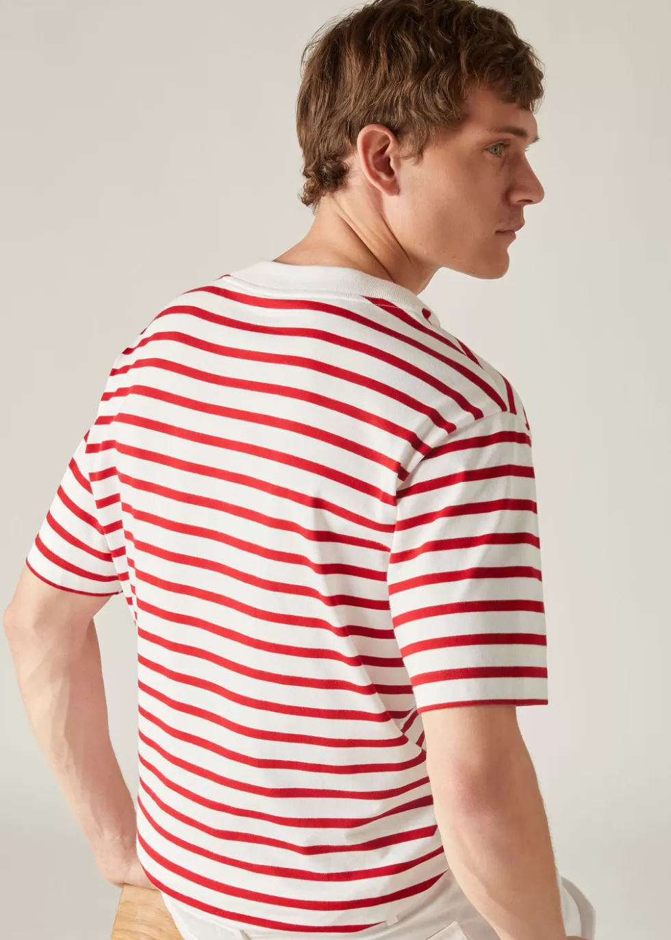 Polo And T-Shirts*Loro Piana Riomaggiore T-Shirt White/Red Stripes