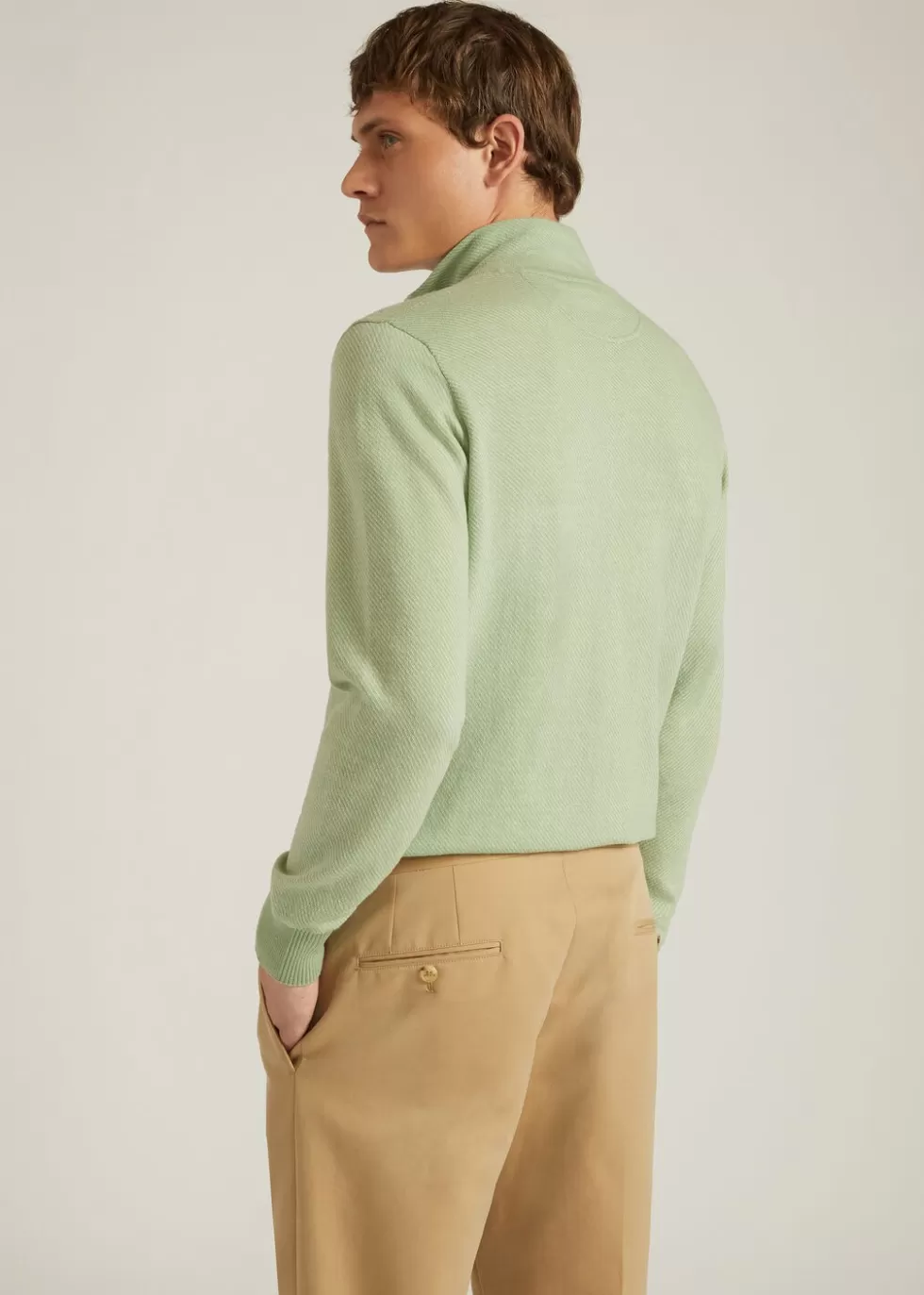 Knitwear*Loro Piana Roadster Mezzocollo Sweater Iranian Green/White Jcq