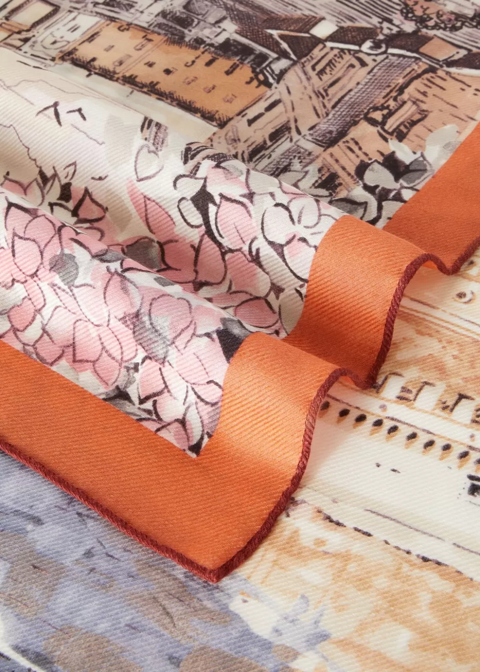 Stoles*Loro Piana Rome The Eternal City Maxi Foulard Natural Stone/Coral