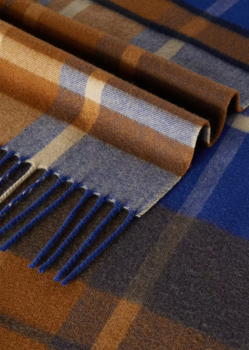 Scarves*Loro Piana Royal College Scarf Navy/Vibrant Blue/Chai Brown/Ivory