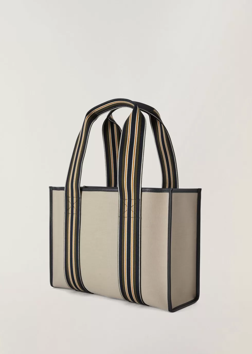 Top Handle And Totes*Loro Piana Small The Suitcase Stripe Bag Light Grey-Military/Blue Navy