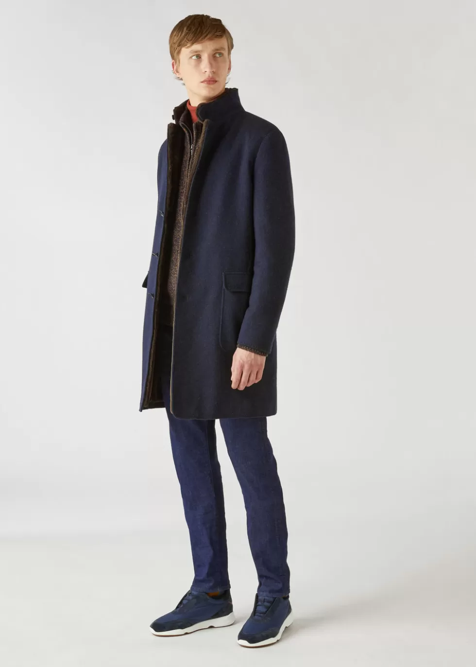 Coats & Trench*Loro Piana Sweater Coat Navy Blue