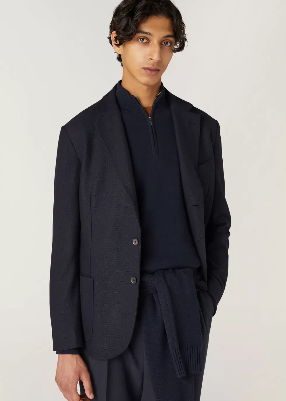 Blazers*Loro Piana Sweater Jacket Navy Blue