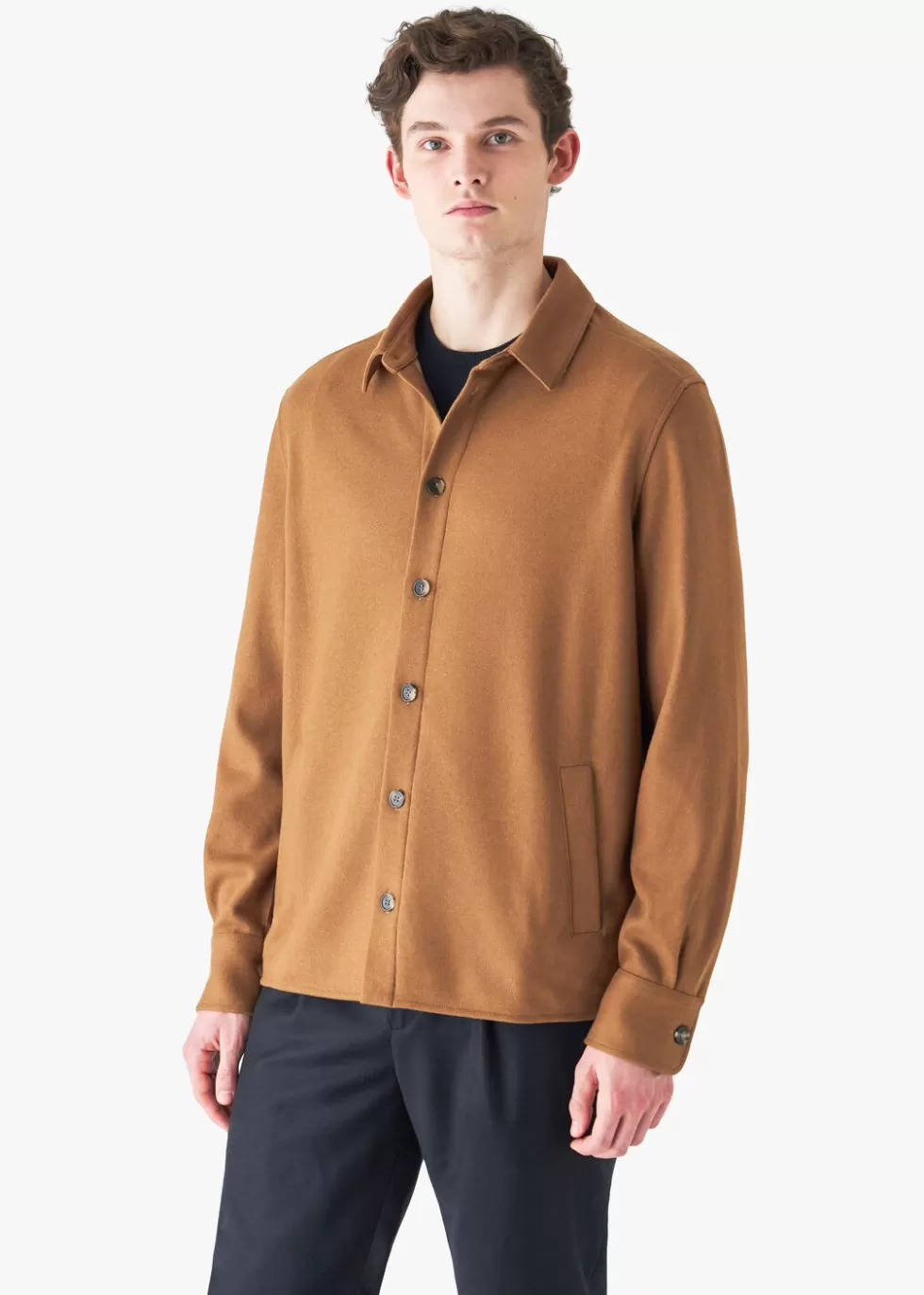 Jersey*Loro Piana Sweater Overshirt Dark Vicuna/Desert Rose Melange