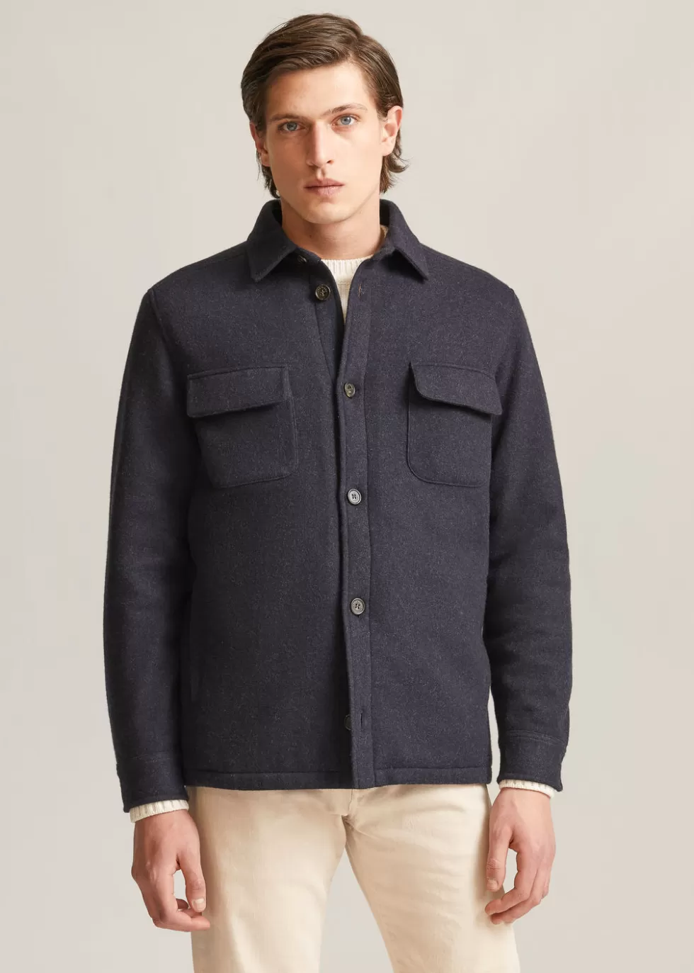 Jersey*Loro Piana Sweater Overshirt Navy Blue