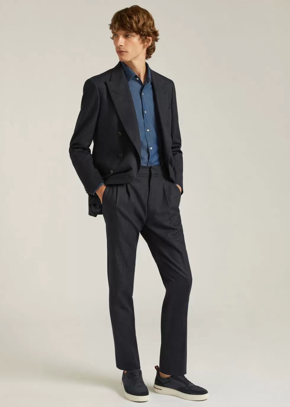 Trousers & Bermudas*Loro Piana Tailor Two Pince Pants Profound Blue