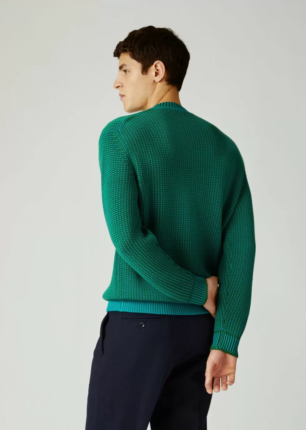 Knitwear*Loro Piana The Gift Of Kings® Argyle Crew Neck Green Valsesia / Bottle Green