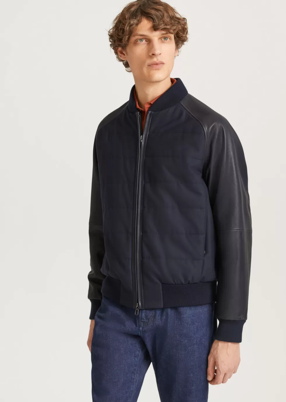 Puffers*Loro Piana The Gift Of Kings® Versity Bomber Jacket Navy Blue