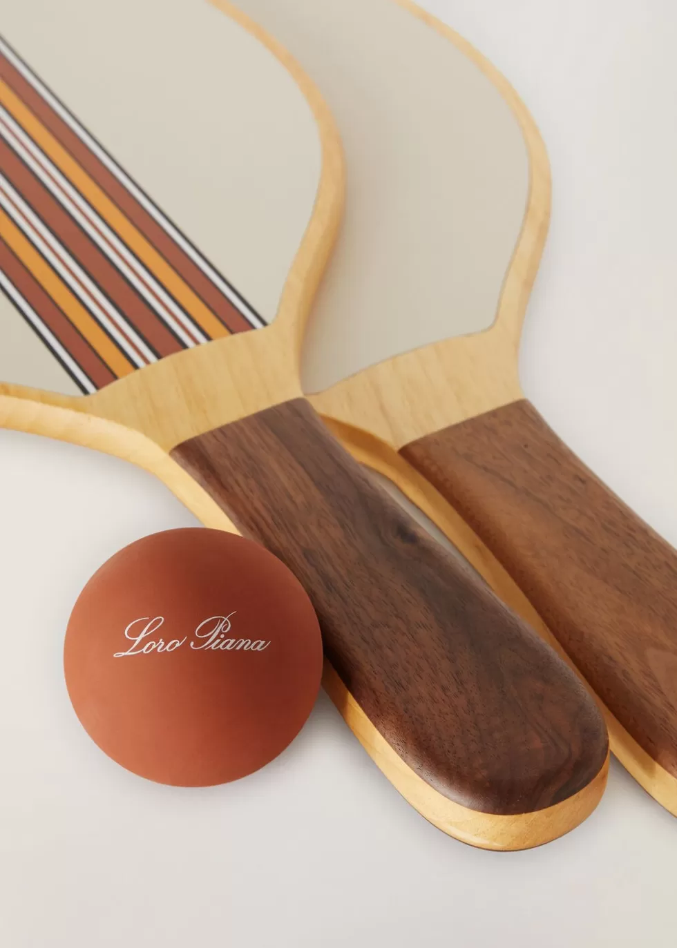 Games*Loro Piana The Suitcase Stripe Beach Paddleball Racquets Dark Sand