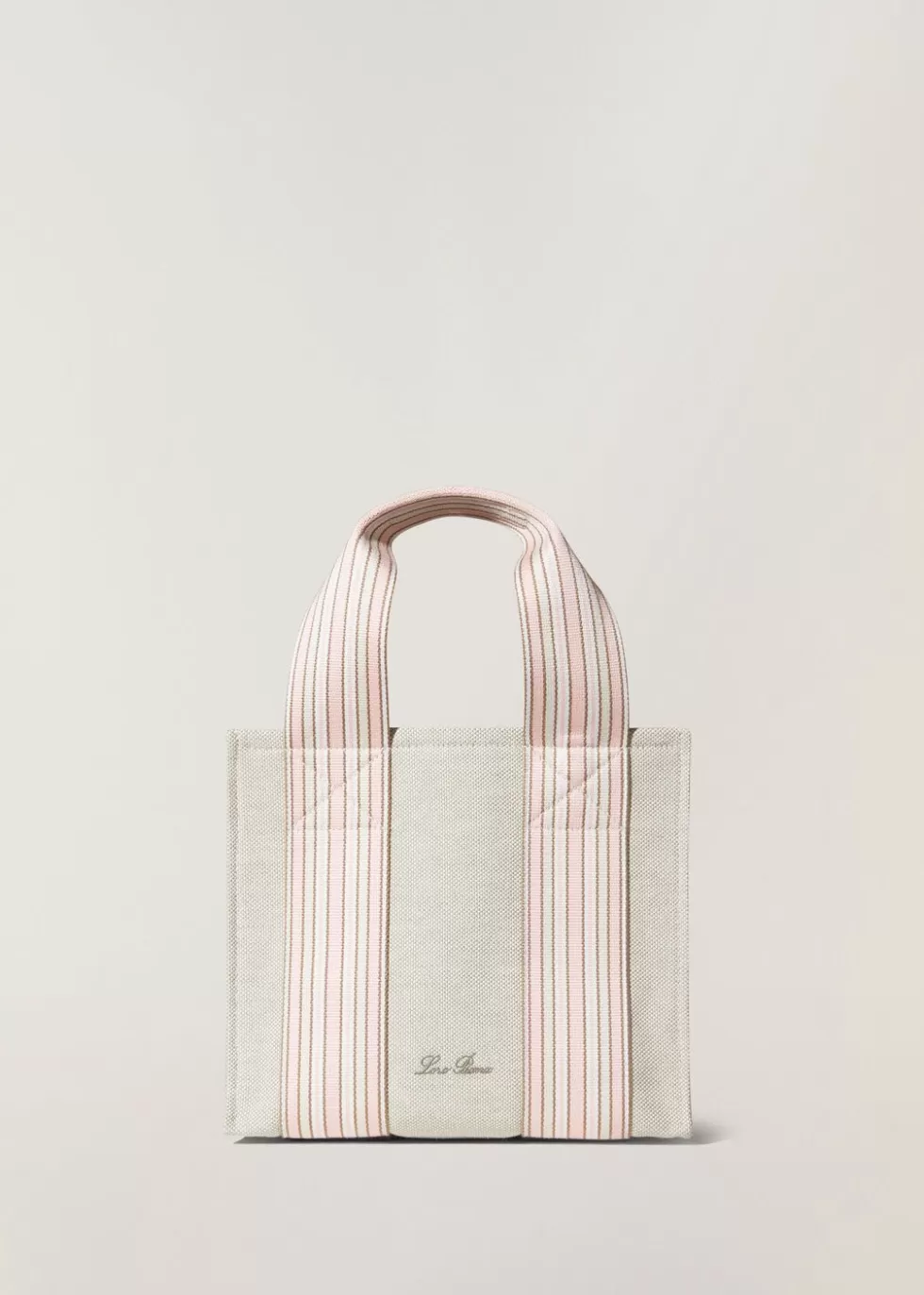 Top Handle And Totes*Loro Piana The Suitcase Stripe Mini Bag Lotus Green/Pink Sunrise/Warm Tan