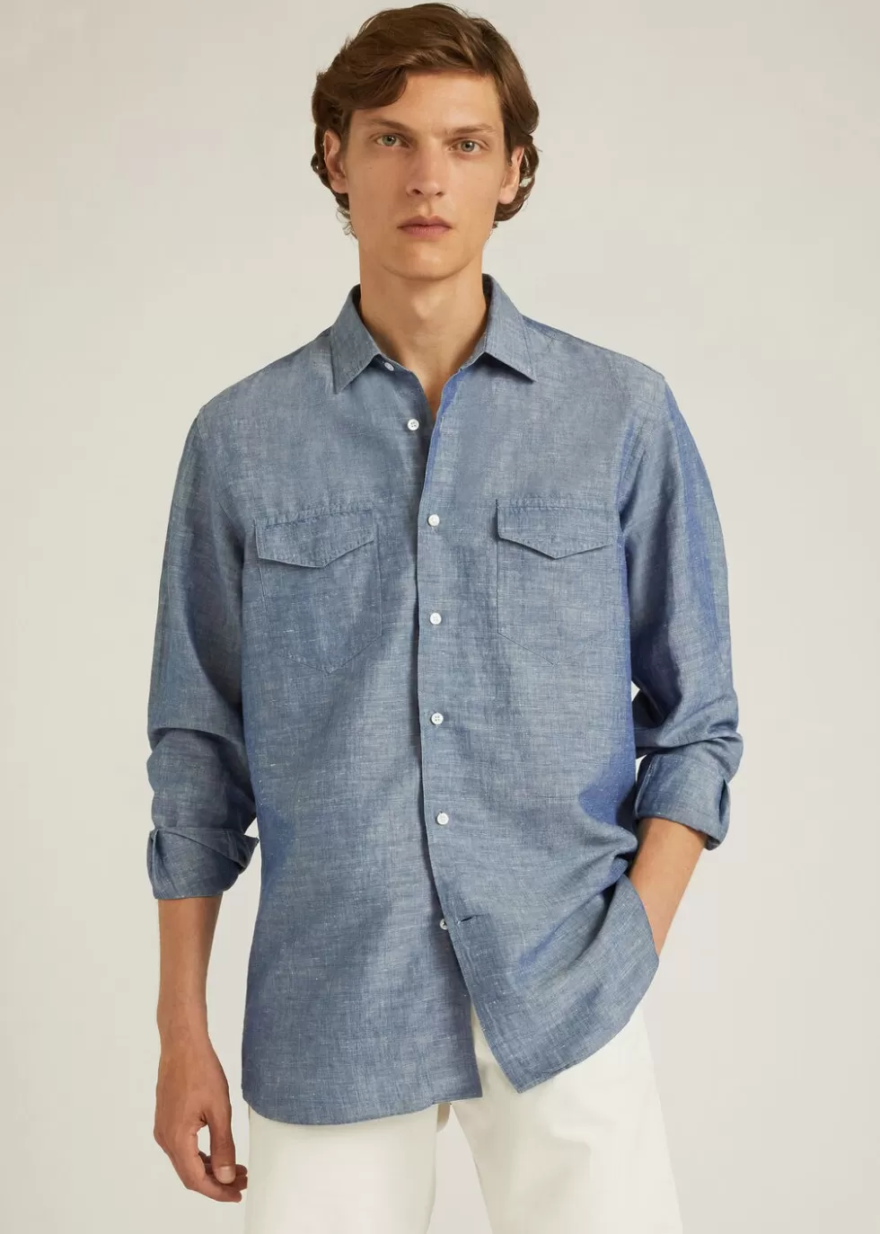 Shirts*Loro Piana Thomas Shirt Light Seaside Denim Blue