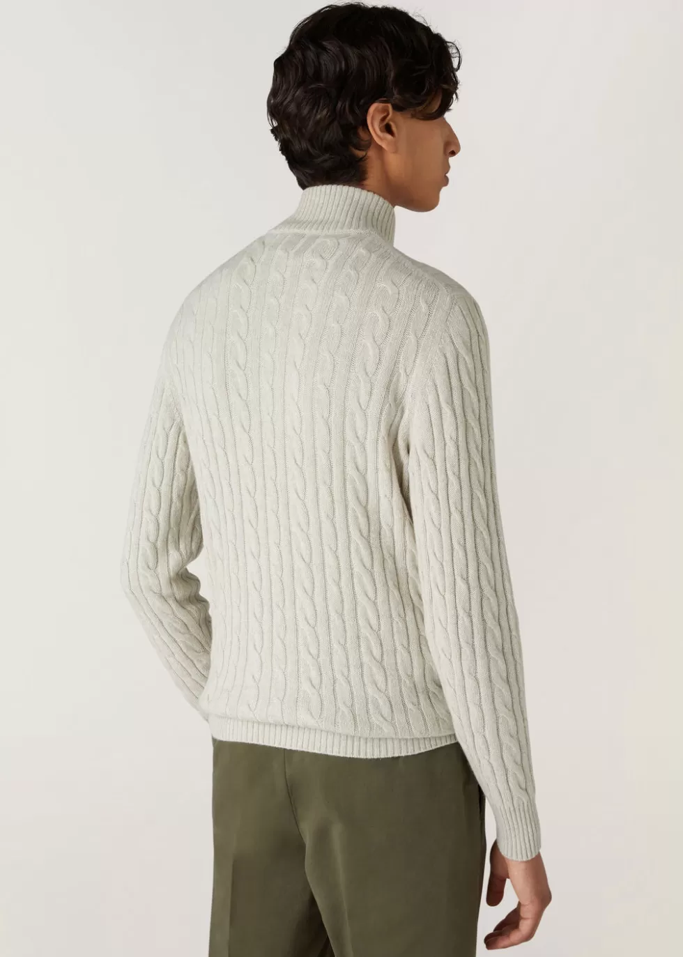 Knitwear*Loro Piana Treccia Mezzocollo Sweater Silver Melange/Natural Melange