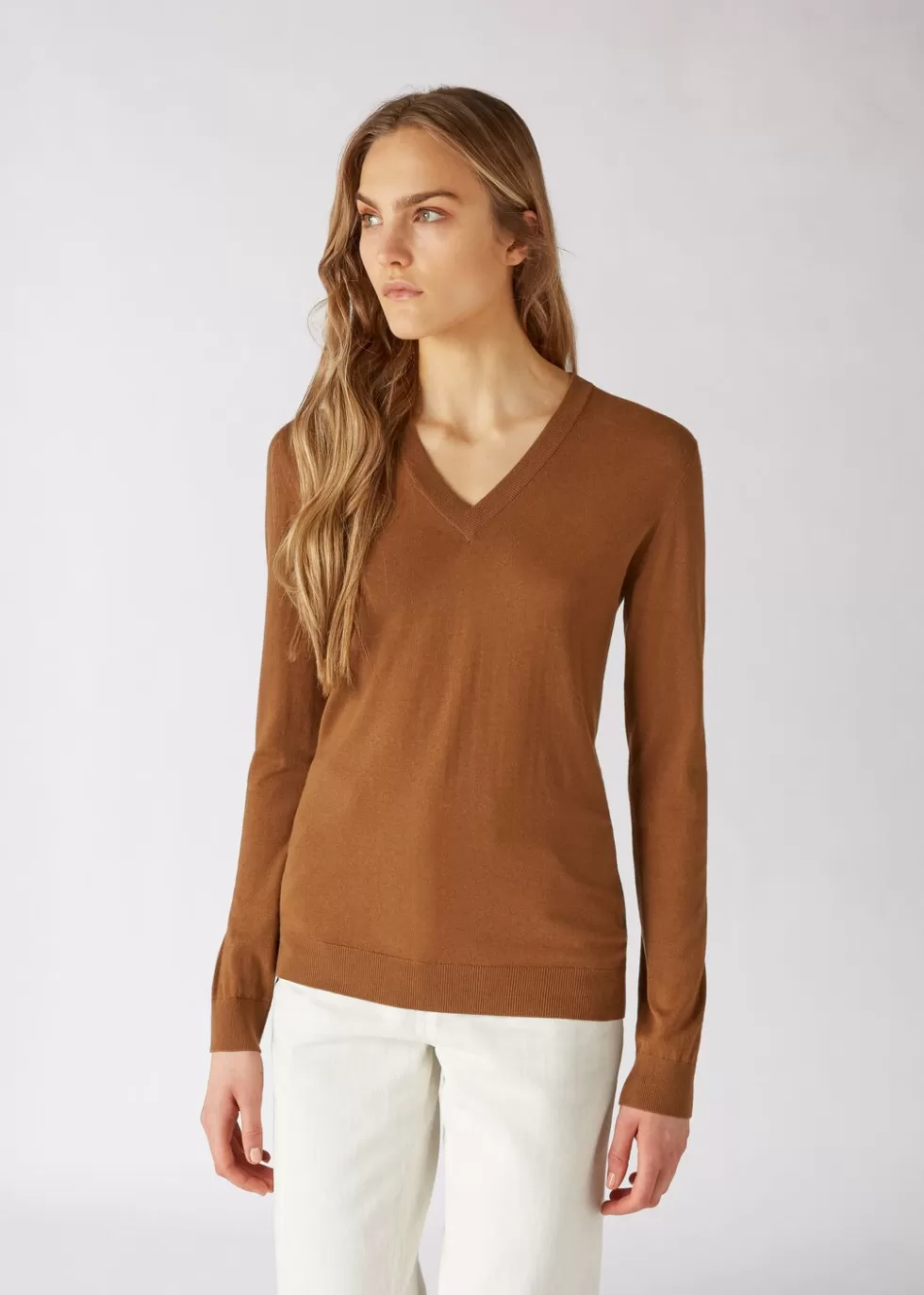 Knitwear*Loro Piana Vicuna 19 V-Neck Sweater Dark Vicuna