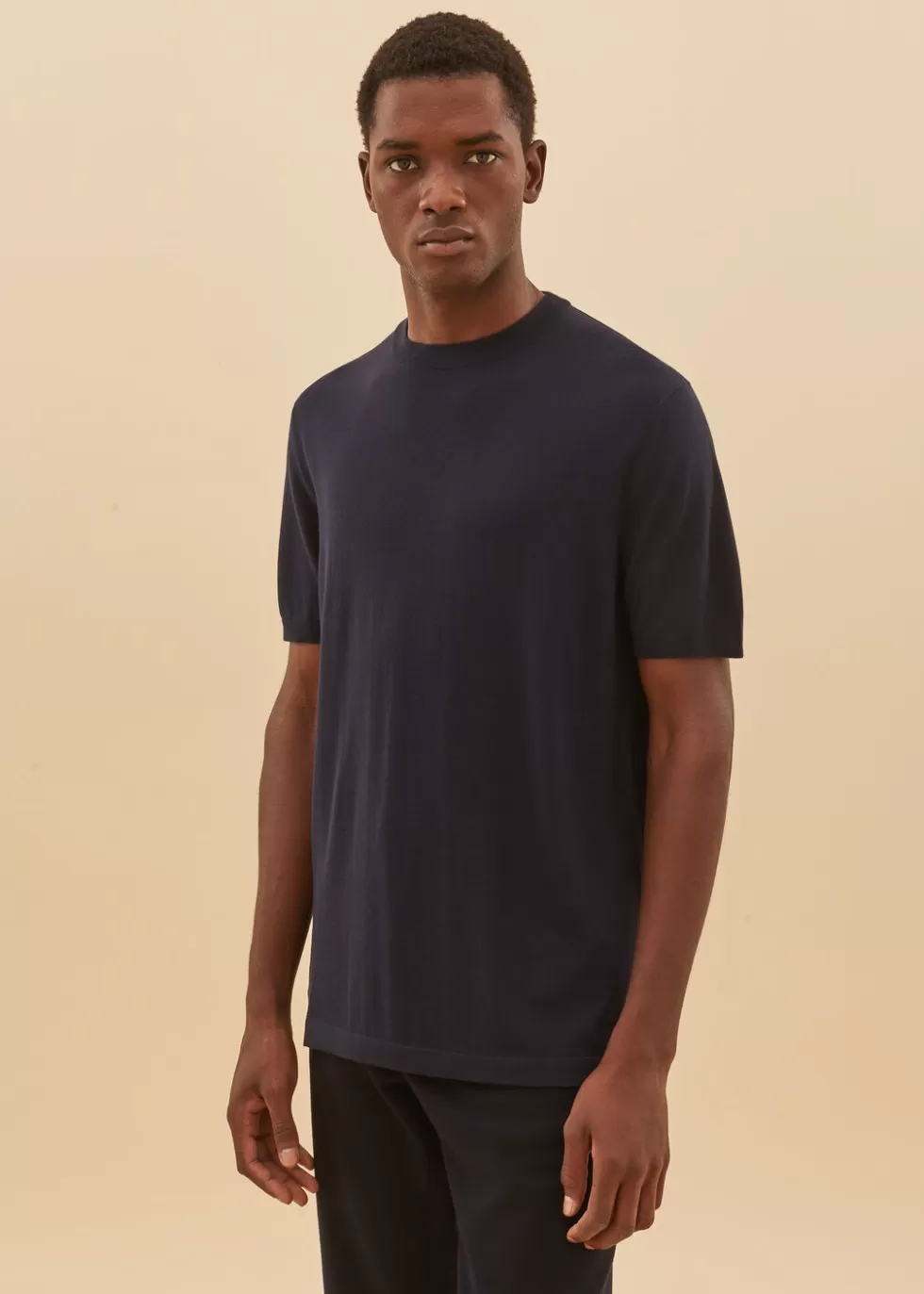 Knitwear*Loro Piana Vicuna Crew Neck Navy Blue