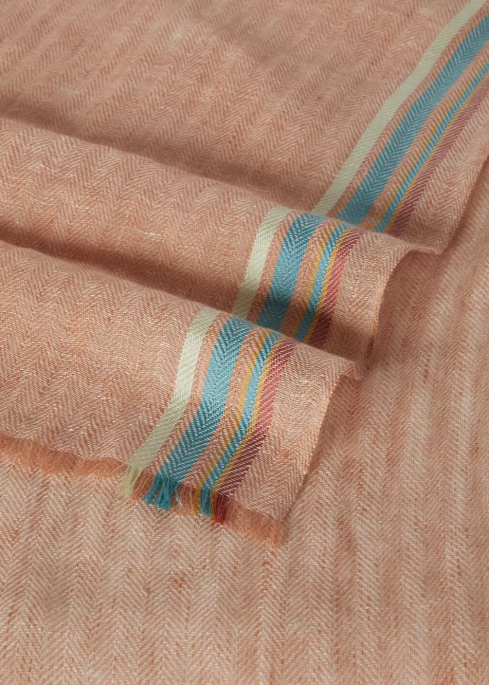 Stoles*Loro Piana Zimmari Stole Coral Sand/Acqua Marine Stripes